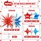 14pcs Blue Red Silver Star Balloons, Mixed Star Foil Balloon, 22Inch Explosion Stars Balloons with 10Inch Stars Shaped Balloon, for Birthday Graduation 4th of July Independence Day Party Decorations